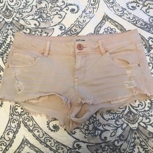 Dusty Rose Ripped Jean Shorts